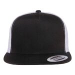 Flat Bill Trucker Snapback - Black/ White