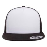 Flat Bill Trucker Snapback - Black/ White/ Black
