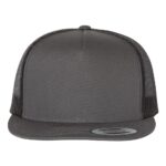 Flat Bill Trucker Snapback - Charcoal/ Black