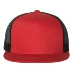 Flat Bill Trucker Snapback - Red/ Black